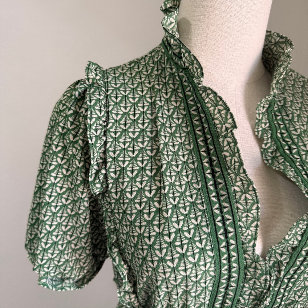 Max Edition Green Tiered Maxi Dress Medium Garden French Cottagecore Peasant - Picture 3 of 9